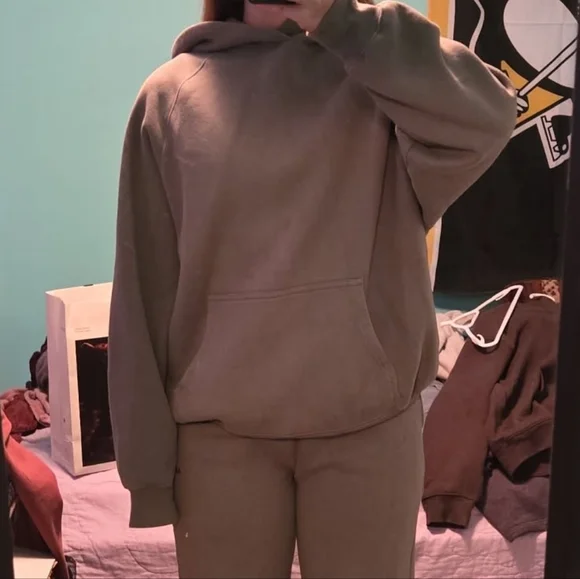 Aritzia Cozy Sweatfleece Mega Raglan Hoodie - Smoky Sage - Picture 2 of 4